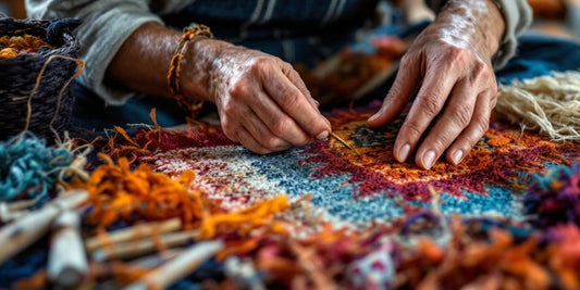 Tradisjonell håndverksteknikk med naturlige fibre.