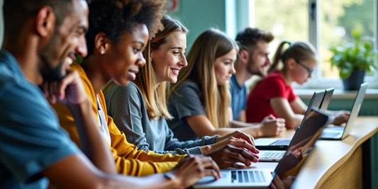 Studenter som deltar i en online vurdering.