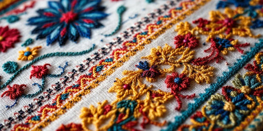 Tradisjonell norsk broderkunst med intrikate mønstre.